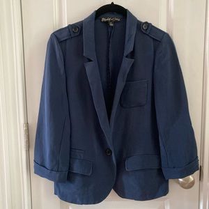 Elizabeth and James Navy Silk Blazer Jacket Sz 6